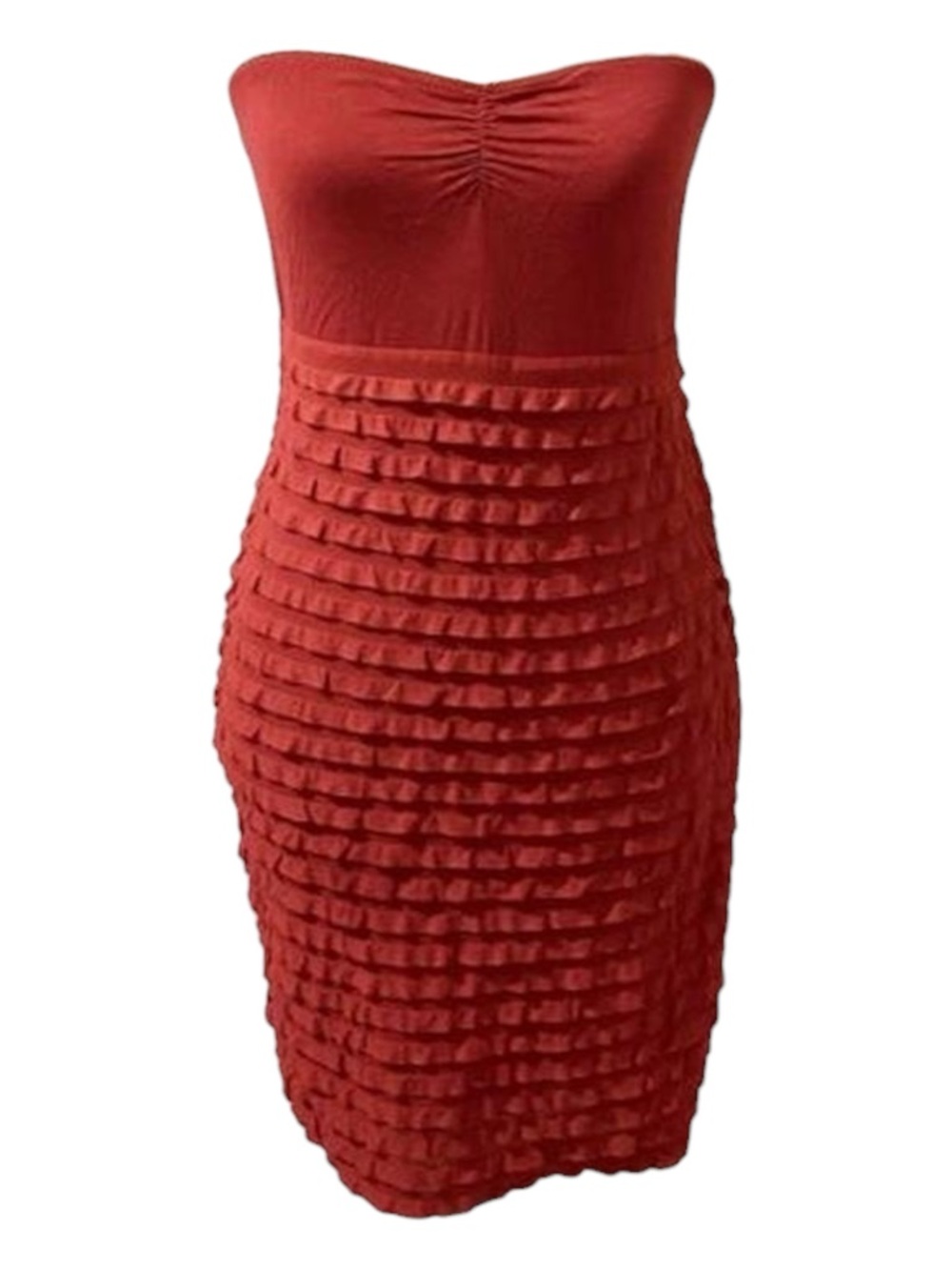 H&M Divided Black Strapless Ruched Burnt Tube Top Ruffle Bodycon Midi Dress 8